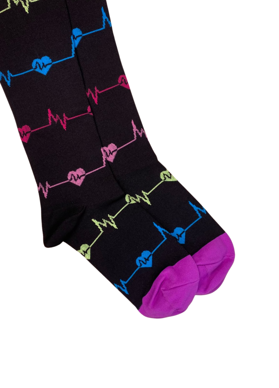 Media Antivarices con diseño Dama Doktor's DKTMED - EKG Morado/Negro