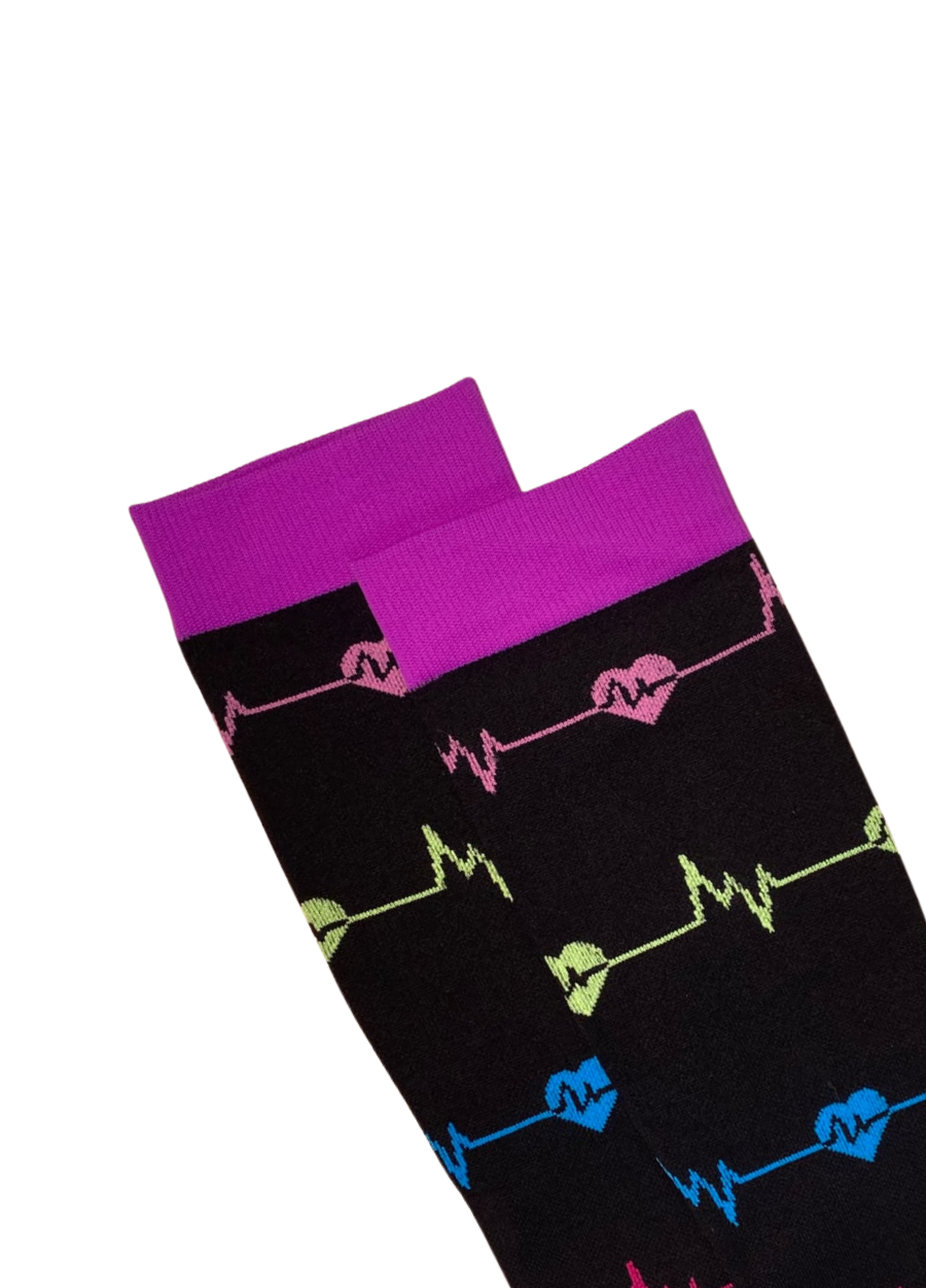 Media Antivarices con diseño Dama Doktor's DKTMED - EKG Morado/Negro