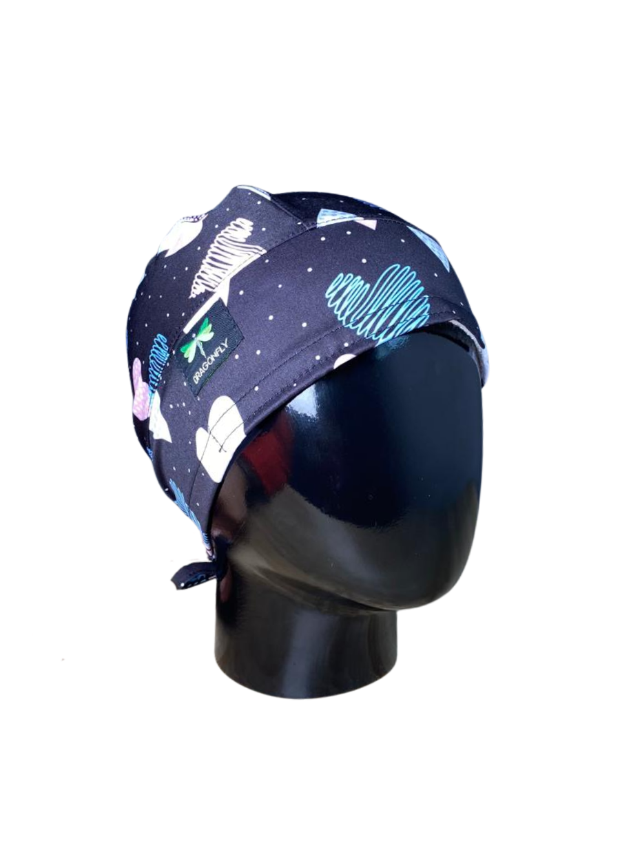 Gorro con diseño Dama Dragon Fly MSGCA - Corazones Rosado y Plomo